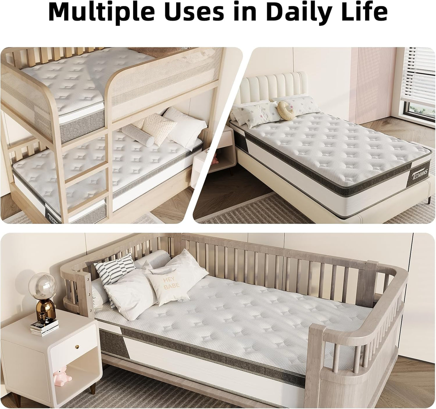 TEOANNS 12 inch Mattress, Memory Foam Mattress Single Mattress with Pressure Relief & Supportive