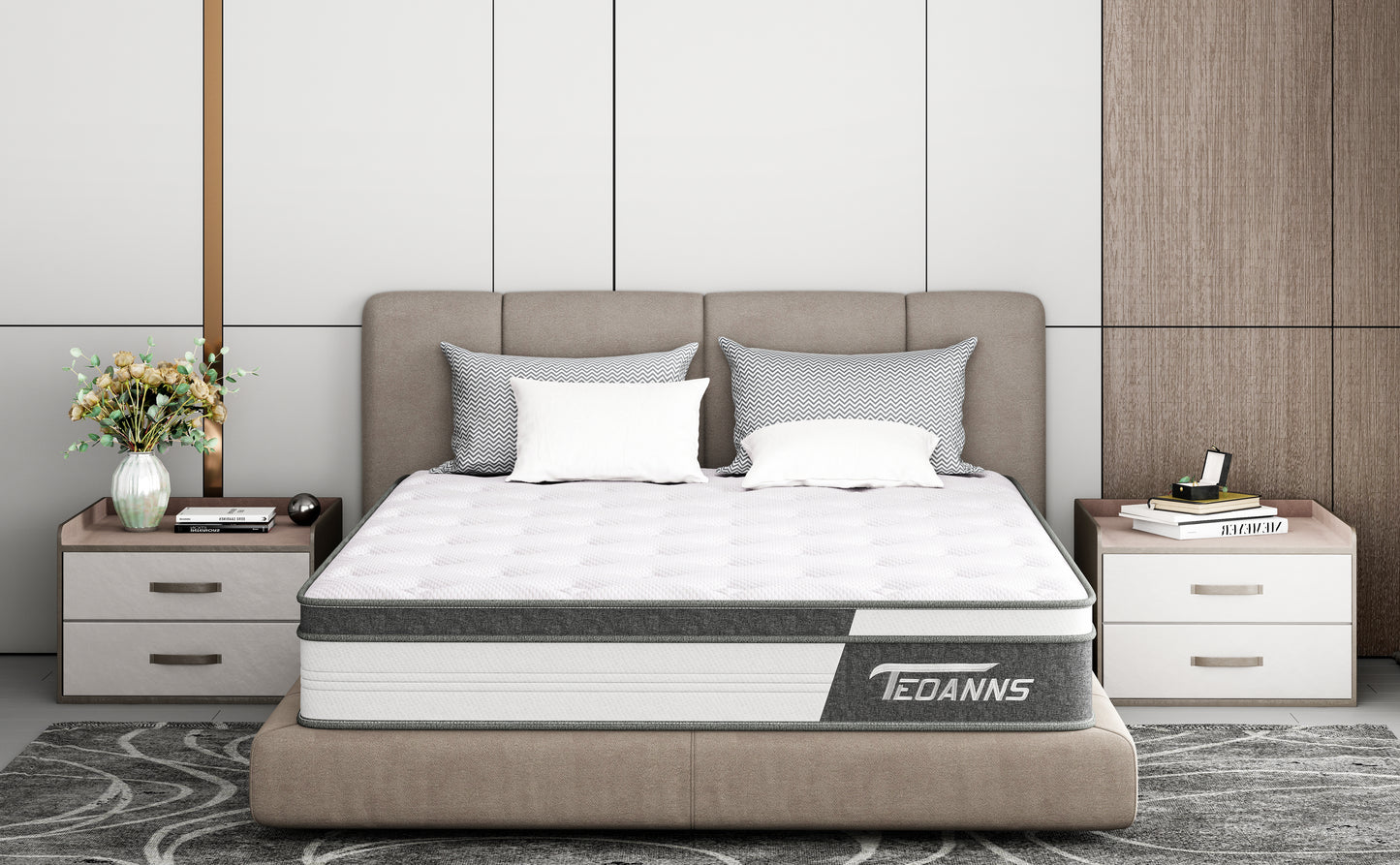 Queen Size Mattress, 10 Inch Memory Foam Mattress in a Box, Hybrid Mattress Queen Size with Pressure Relief & Supportive, CertiPUR-US, 100 Nights Trial