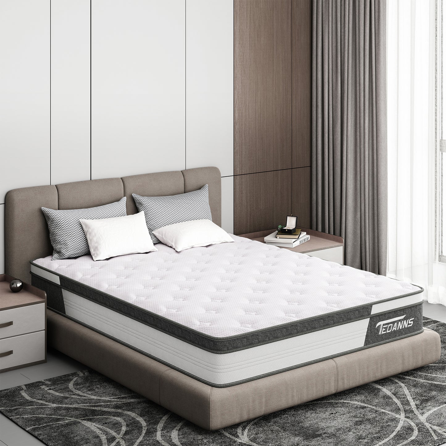 Matelas Queen Size, Matelas en mousse à mémoire de forme 10 pouces en boîte, Matelas hybride Queen Size avec soulagement de la pression et soutien, CertiPUR-US, 100 nuits d'essai