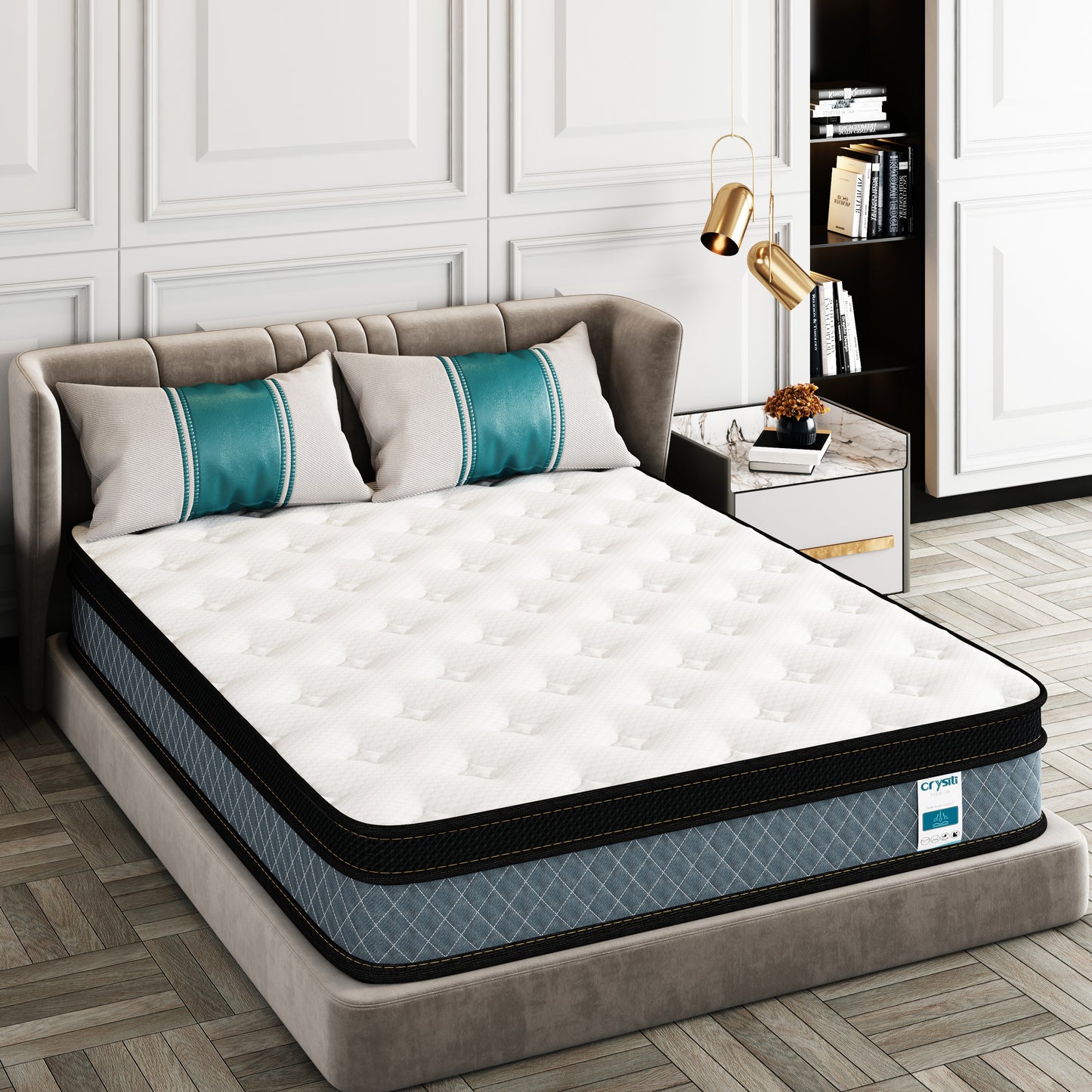 TEOANNS Crystli 10 Inch Pocket Innerspring Memory Foam Hybrid Mattress in a Box