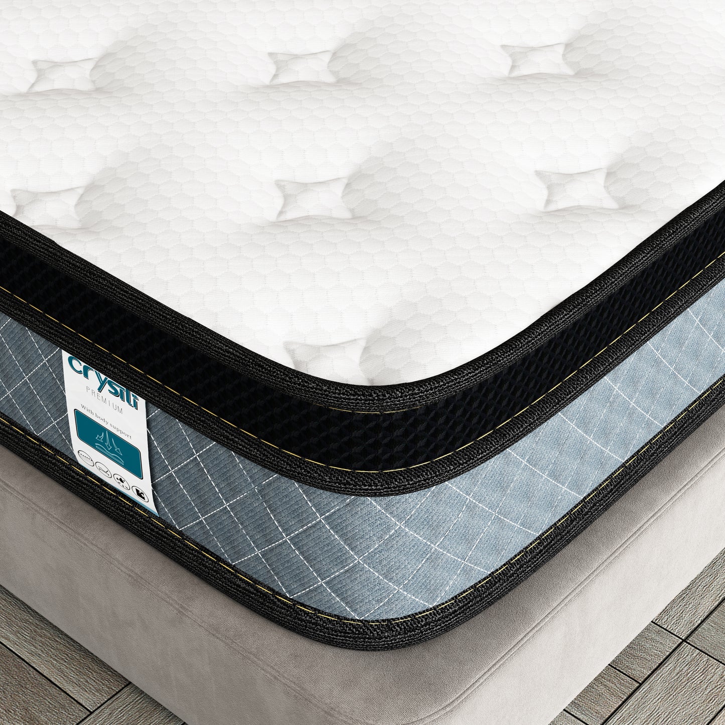 TEOANNS 10" Memory Foam Hybrid Mattress Crystli Pocket Innerspring Mattresses in a Box with Pressure Relief Edge Supportive 100-Night Trial 10-Year Support