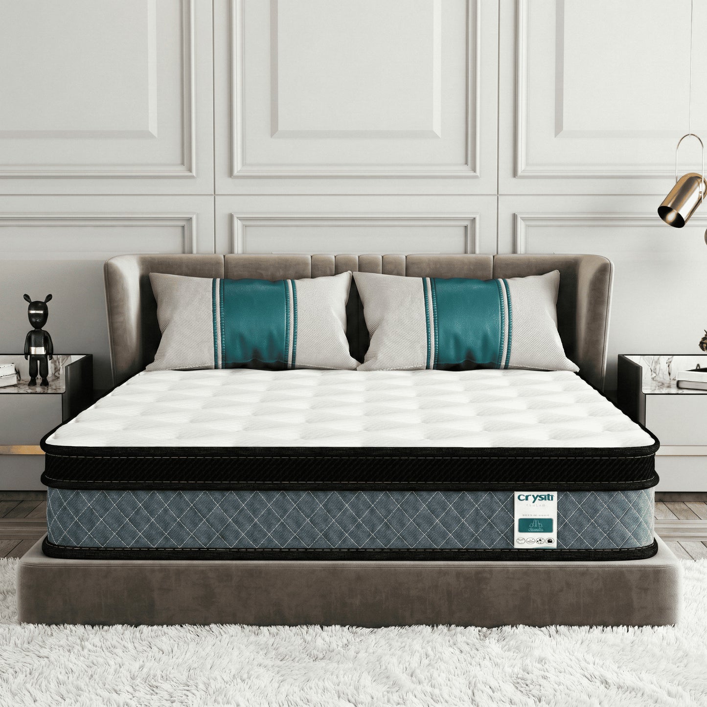 TEOANNS Crystli 10 Inch Pocket Innerspring Memory Foam Hybrid Mattress in a Box