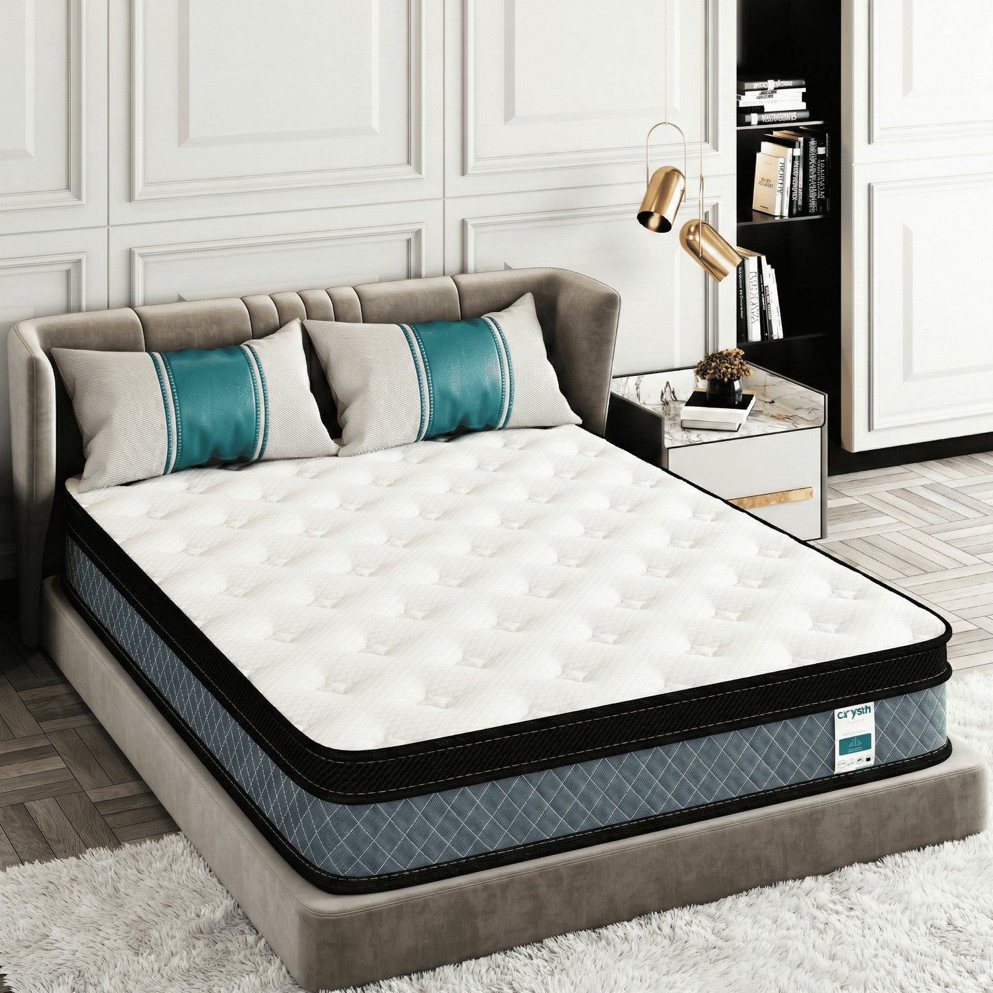 TEOANNS Crystli 10 Inch Pocket Innerspring Memory Foam Hybrid Mattress in a Box