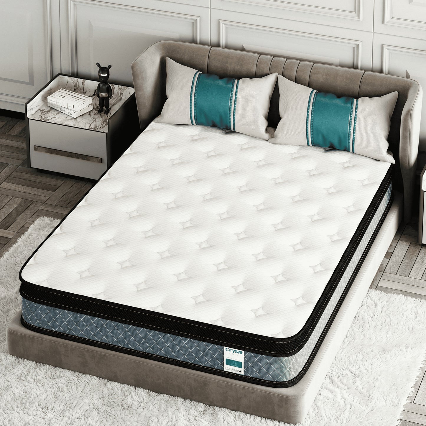 TEOANNS Crystli 10 Inch Pocket Innerspring Memory Foam Hybrid Mattress in a Box