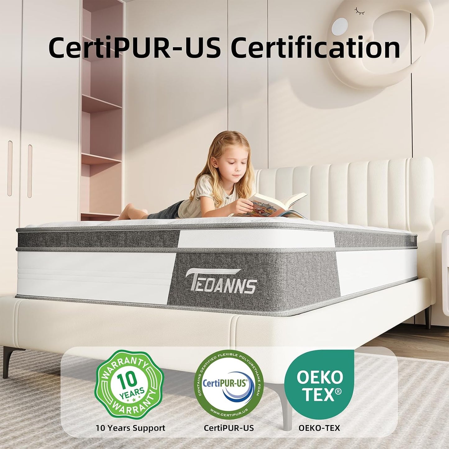 TEOANNS 12 inch Mattress, Memory Foam Mattress Single Mattress with Pressure Relief & Supportive